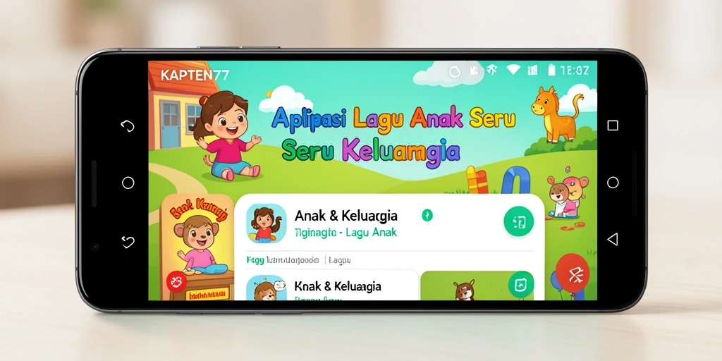 Antarmuka KAPTEN77 dengan berbagai pilihan lagu anak.