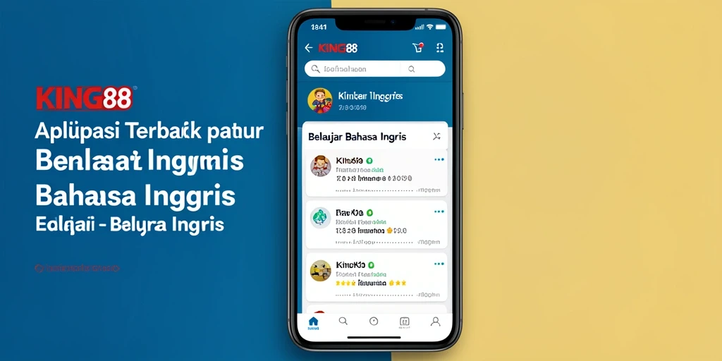 Antarmuka aplikasi KING88 untuk belajar bahasa Inggris yang interaktif.