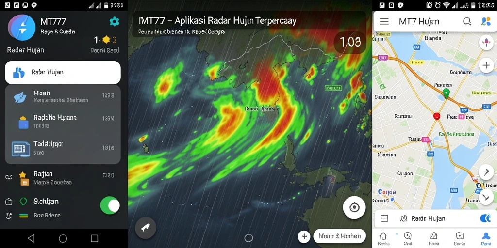 Antarmuka MT777 menunjukkan peta radar hujan yang jelas dan informatif.