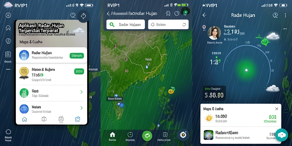 Tampilan antarmuka aplikasi RVIP1 dengan fungsi Radar Hujan yang informatif.