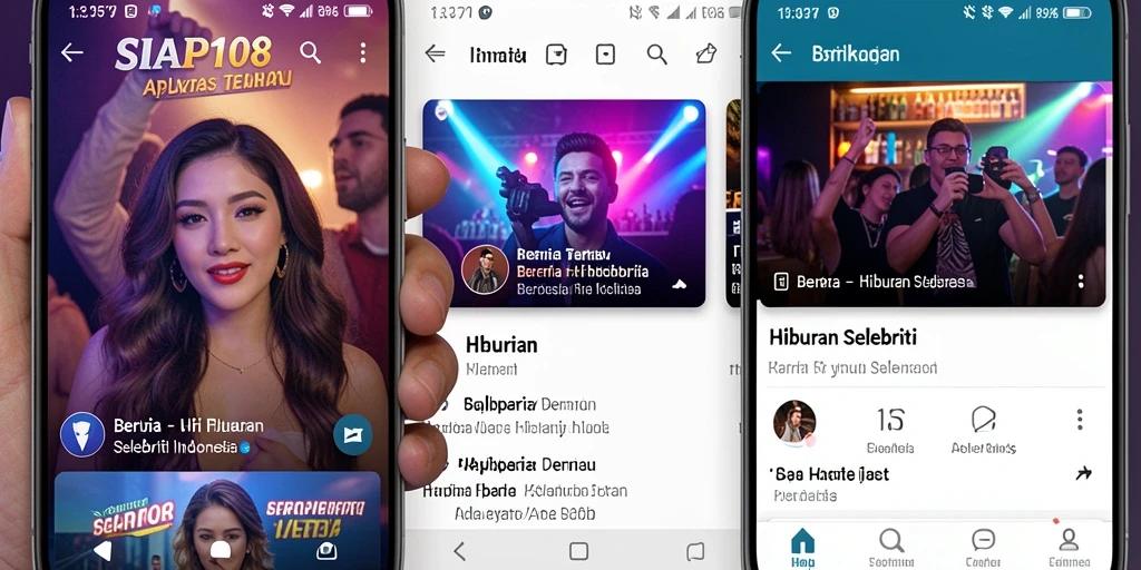 Tampilan antarmuka aplikasi SIAP108 untuk berita selebriti.