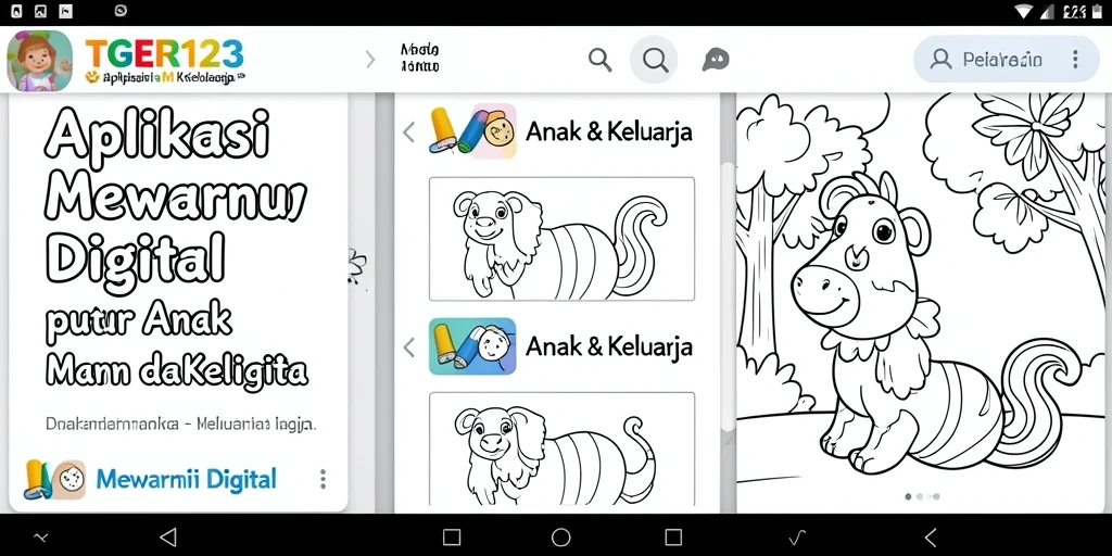 Antarmuka TGER123 untuk mewarnai digital yang interaktif dan menyenangkan.